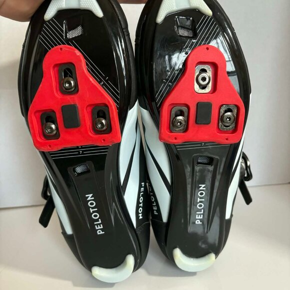 Peloton Cycling Shoes w/ Delta Cleats – Black/White/Red – Size EU 40 Women’s ~9 - Picture 2 of 7